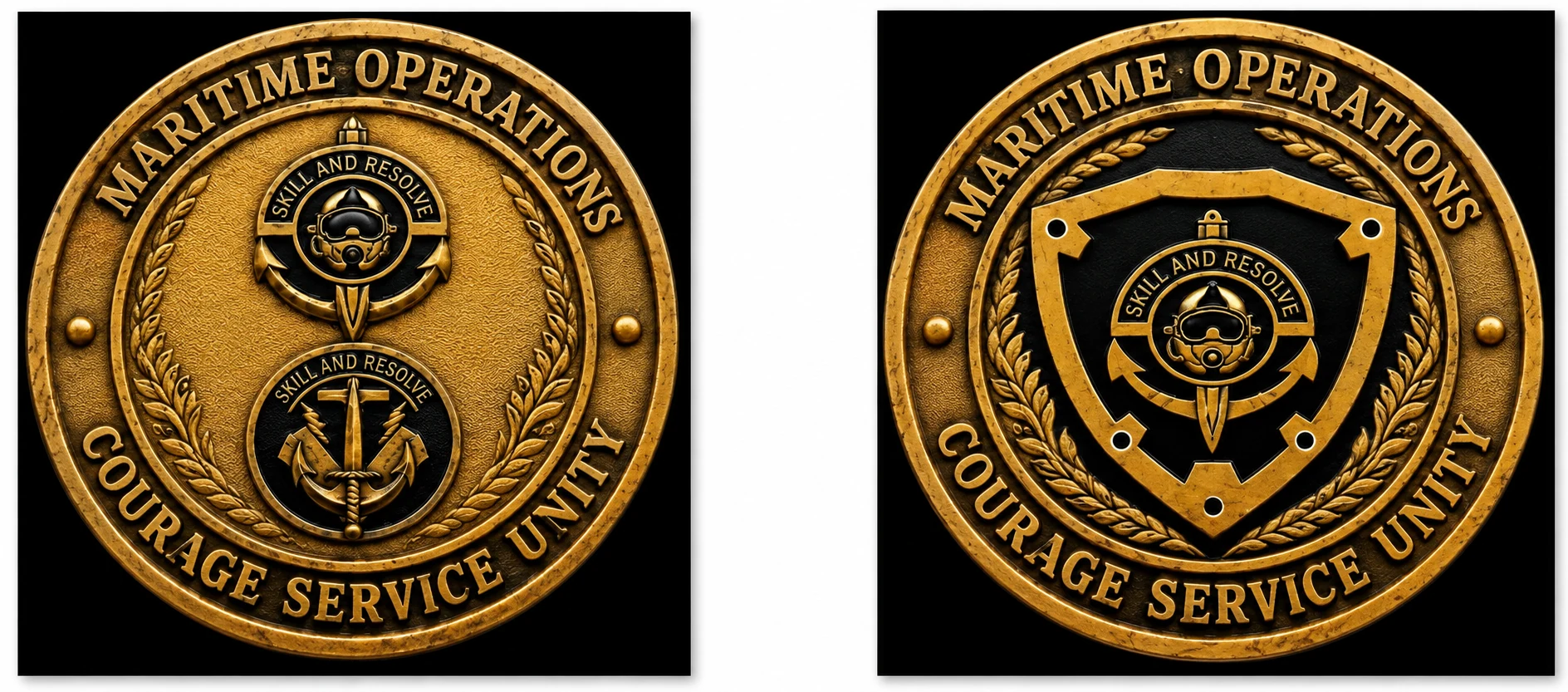 Customer’s Initial Design: retouched coin presentation with substituted lettering and adjusted decorative details